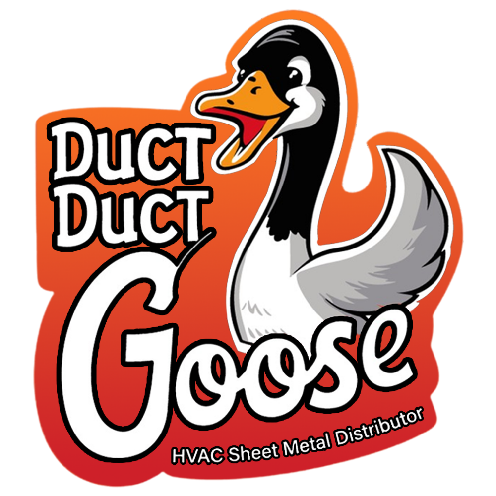 Duct Duct Goose logo featuring a cartoon goose with the text "Duct Duct Goose" and "HVAC Sheet Metal Distributor," representing HVAC sheet metal fabrication services.