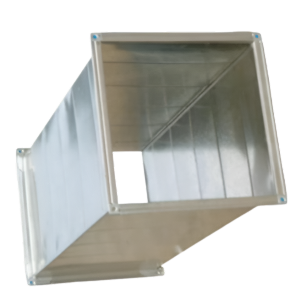 High-quality galvanized stainless steel square air duct for ventilation systems, showcasing durable construction and precise design for efficient airflow in HVAC applications.