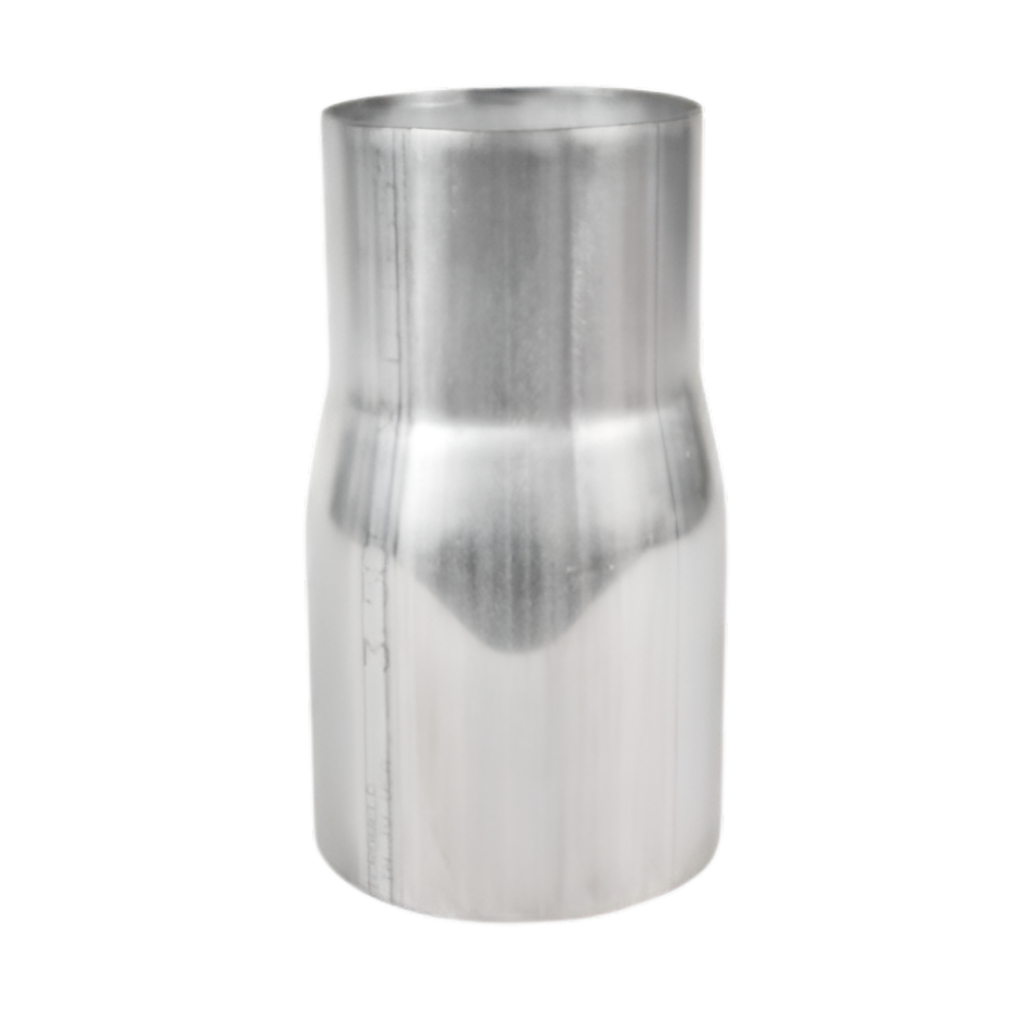 Custom stainless steel tubing transition for HVAC systems, showcasing smooth surface and precise engineering for optimal airflow.